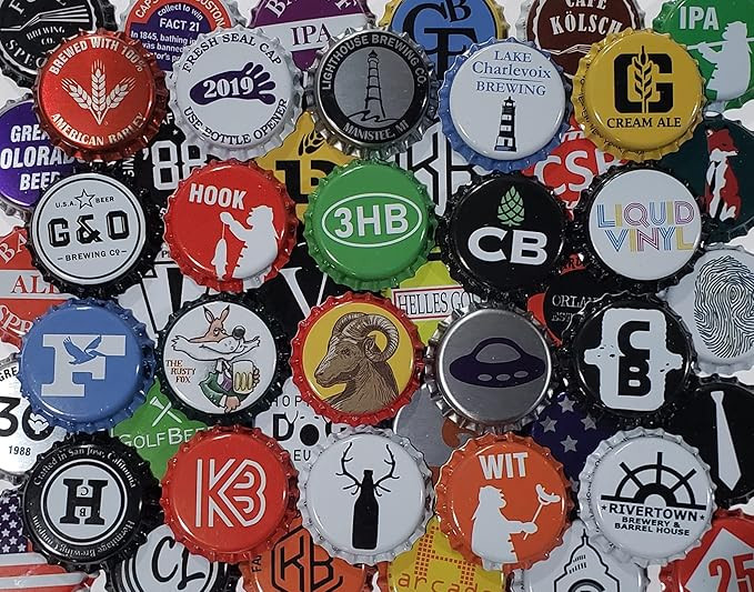 100 Craft Beer Bottle Caps, Few Repeats, No Dents, Huge Variety of Assorted Crown Caps | Amazon (US)
