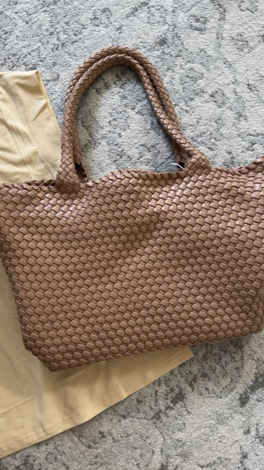 Amazon woven bag I grabbed on prime day, I like the longer strap so you can carry this one on your shoulder. #amazonfashion