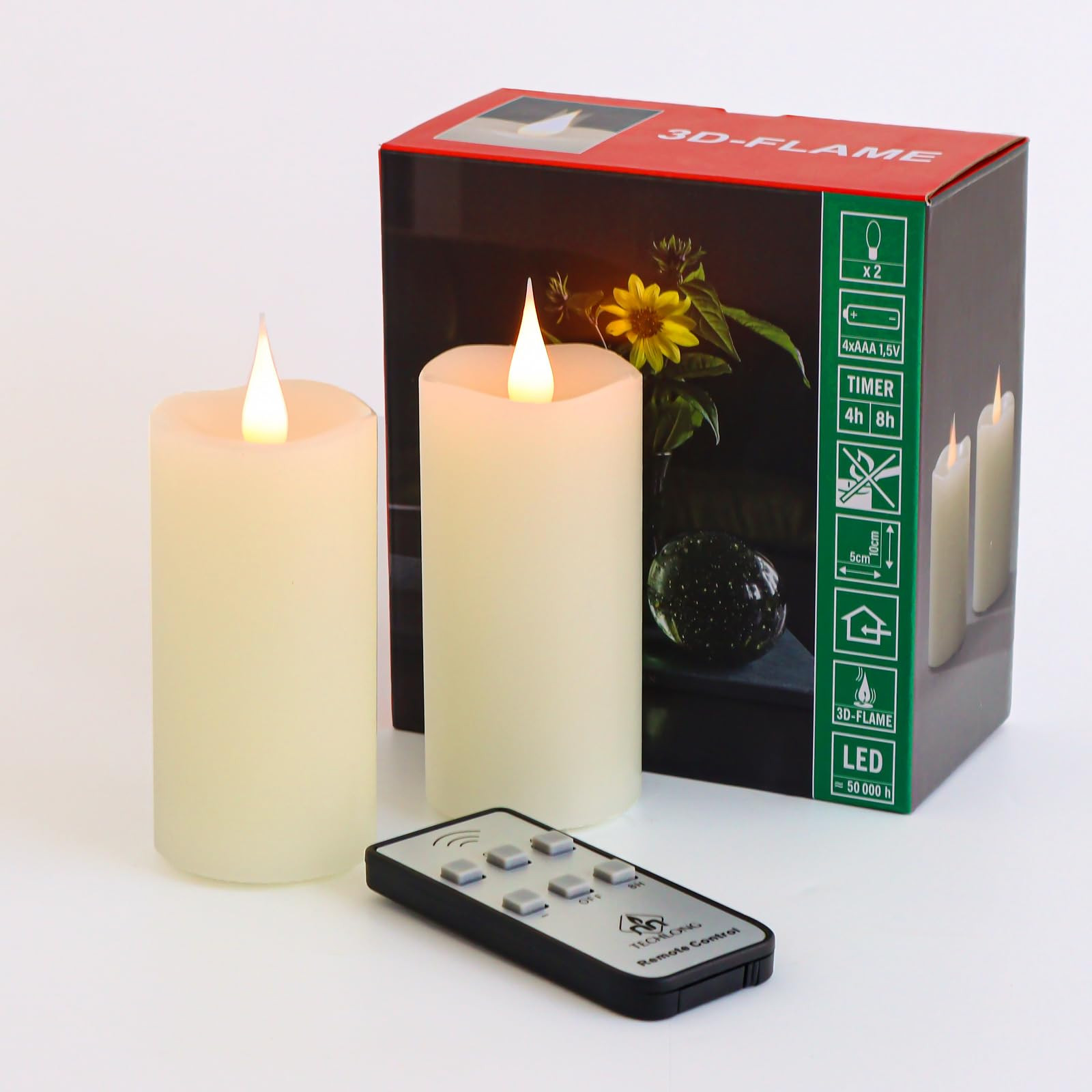 Flameless Candles Battery Operated with Remote Timer, 3D Moving Flame Flickering, Last 400+ Hours... | Amazon (US)
