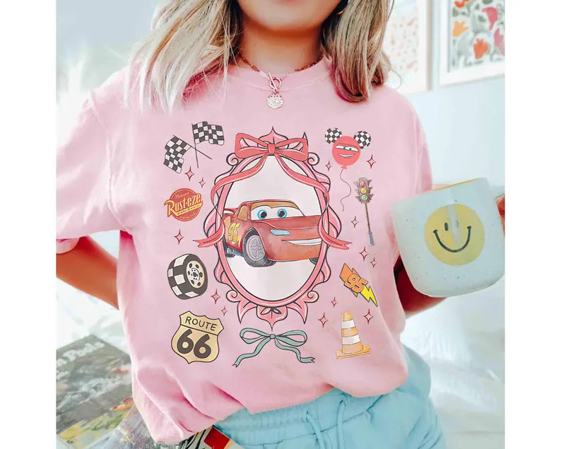 Watercolor Coquette Disney Cars Shirt, Lightning Mcqueen Mater Doc Hudson Sally Carrera Birthday ... | Etsy (US)