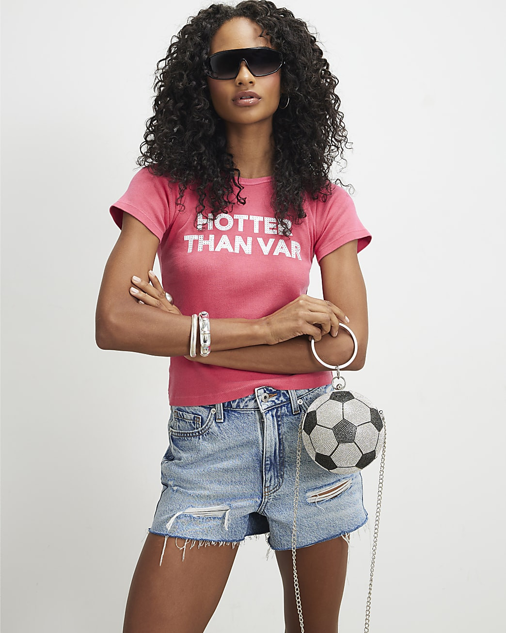 Silver Football Diamante Clutch Bag | River Island UK & IE