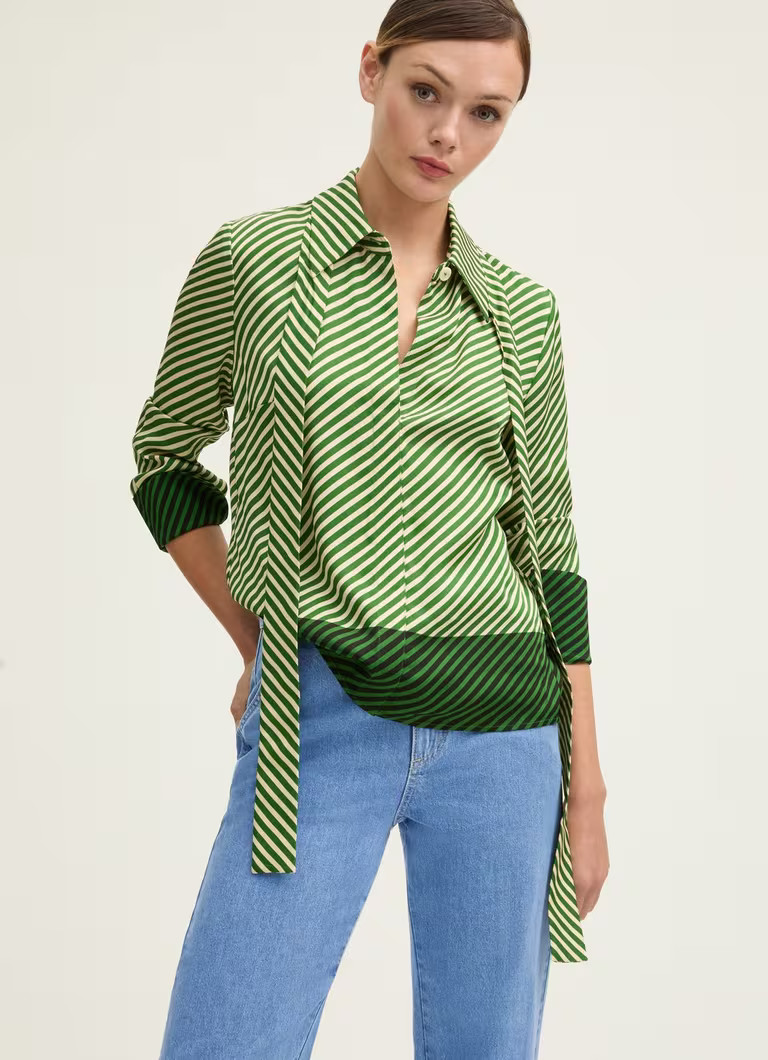 Lize Treetop Green & Birch Diagonal Stripe Shirt | L.K. Bennett (UK)