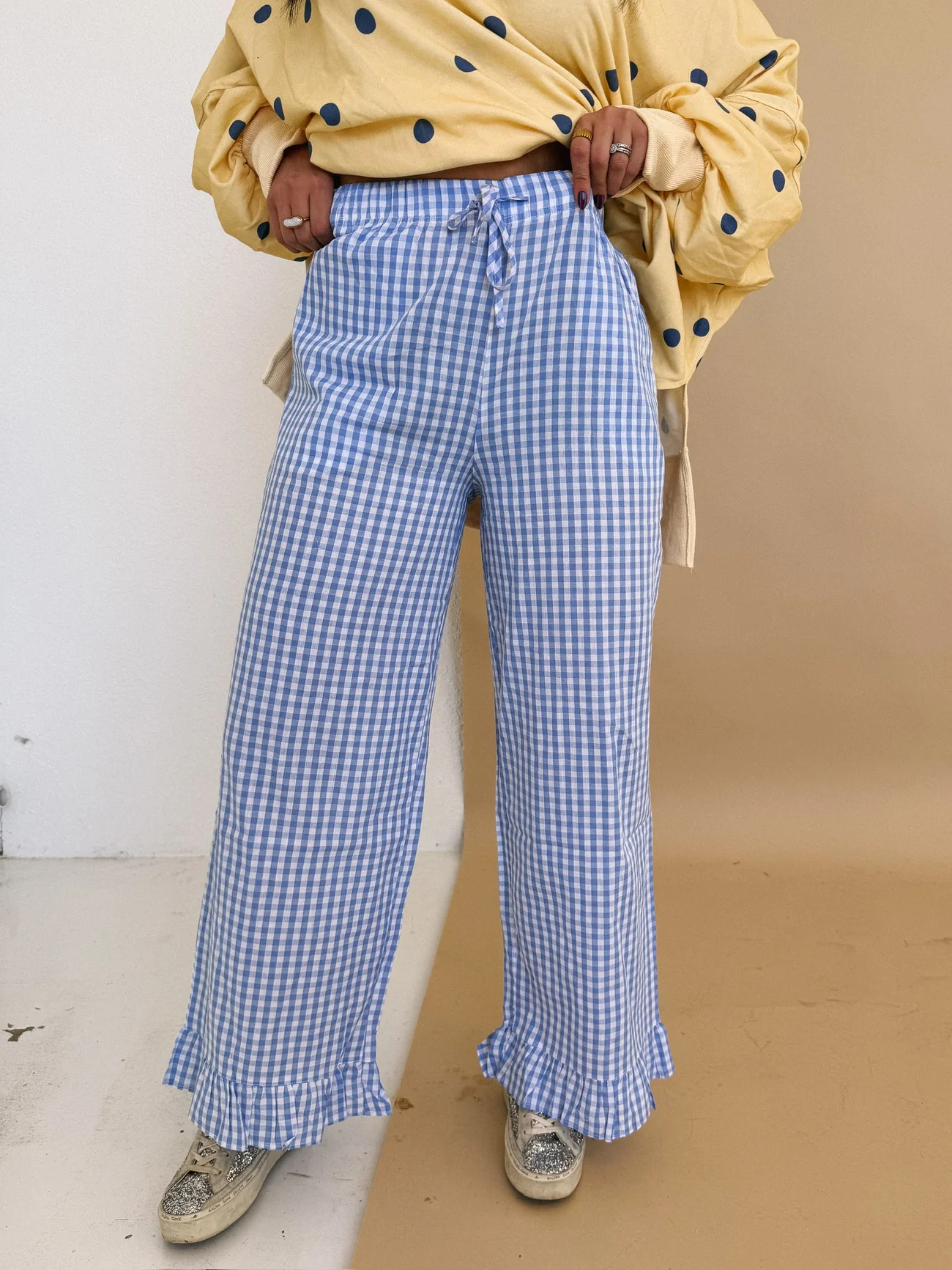 girly gingham pants - light blue | Etta+East