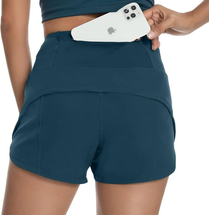 Rrosseyz Running Shorts for Women with Liner High Waisted Womens Athletic Shorts with Zip Pocket ... | Amazon (US)