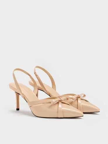 Kaleen Patent Slingback Stilettos
    
         - Nude | Charles & Keith UK