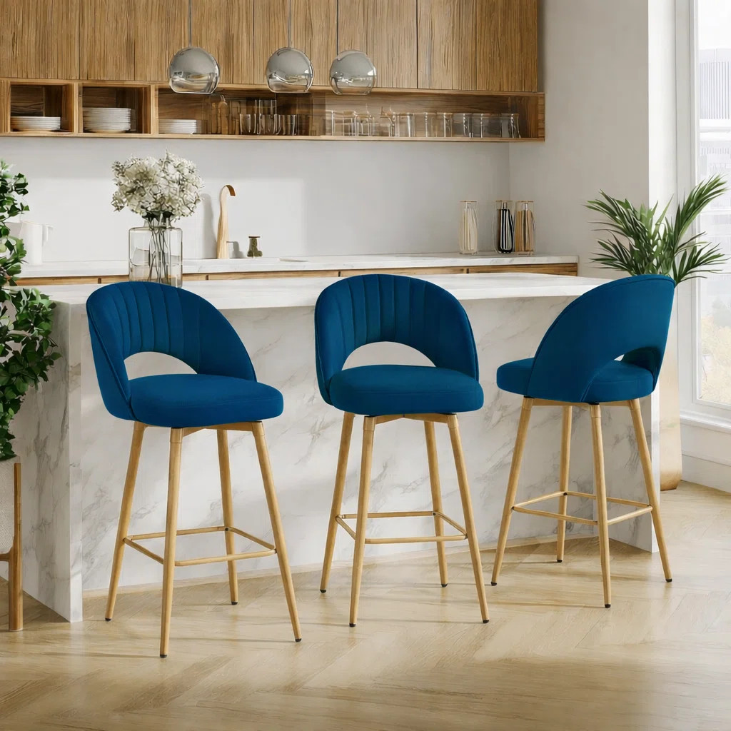 George Oliver 360°Swivel Upholstered Counter Stools With Backrest & Reviews - Wayfair Canada | Wayfair North America