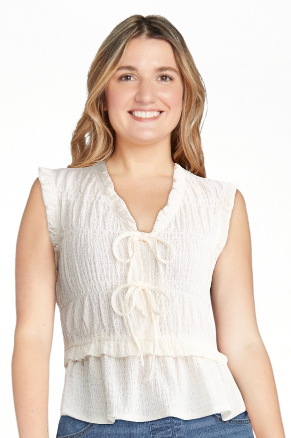 Time and Tru Women's Textured Tie Front Top, Sizes XS-XXXL | Walmart (US)