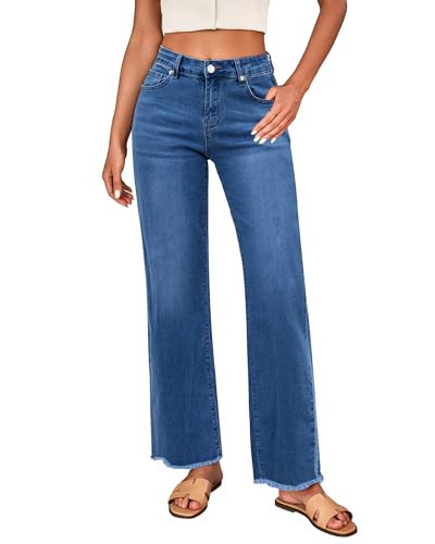 LookbookStore Jeans for Women High Waist Womens Stretch Jeans Womens Baggy Jeans High Rise Straight Leg Jeans for Women Womens High Rise Jeans Denim Jeans Classic Blue Size Medium | Amazon (US)