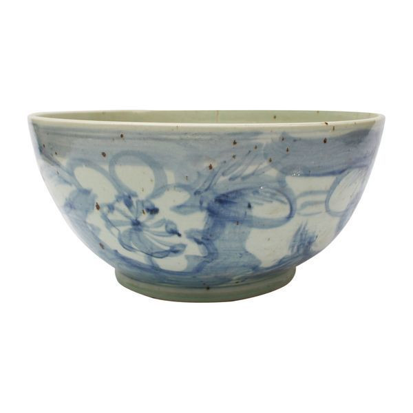 Blue & White Porcelain Bowl Twisted Flower Motif | Scout & Nimble