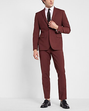 Extra Slim Solid Red Wool-blend Modern Tech Suit | Express
