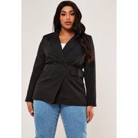 Plus Size Black Co Ord Wrap Belted Blazer | Missguided (US & CA)