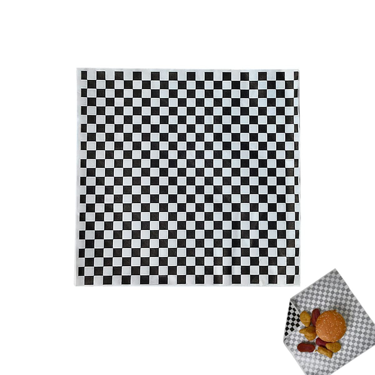 100 Sheets Black and White Checkered Dry Waxed Deli Paper, Grease Resistant Basket Liners (11.5''... | Amazon (US)