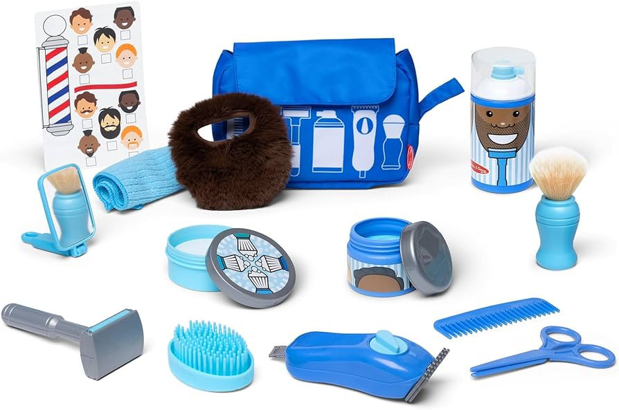 Melissa & Doug Barber Shop Pretend Play Set Shaving Toy for Boys and Girls Ages 3+ - Wearable Bea... | Amazon (US)