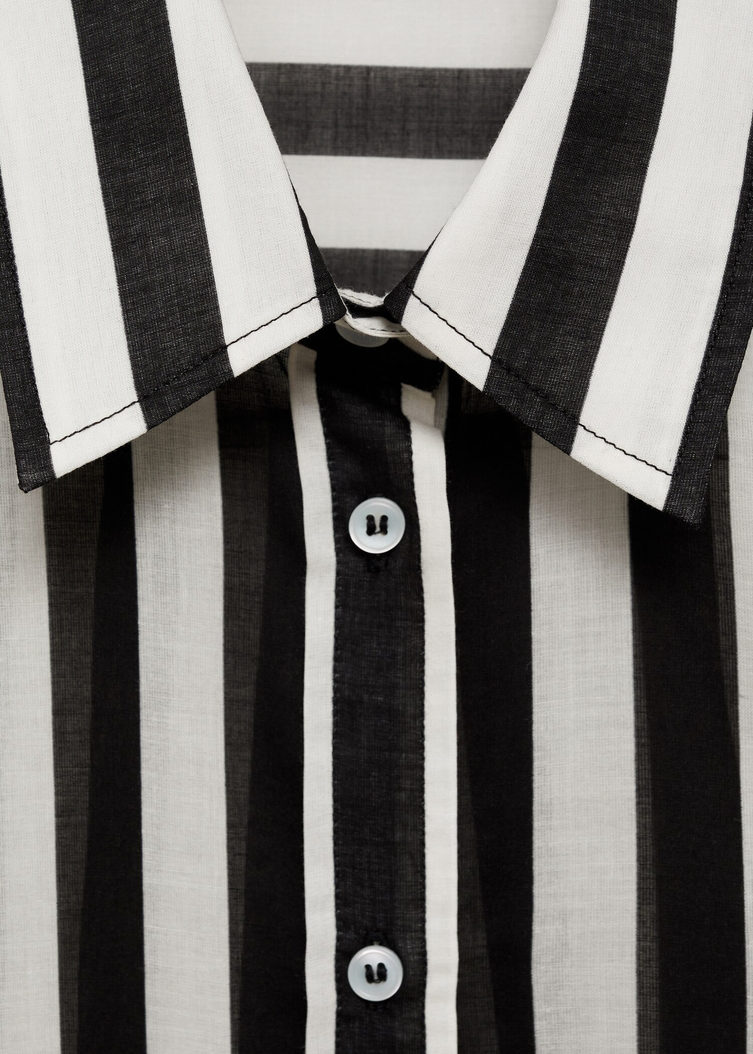 100% semi-transparent striped cotton shirt - Woman | MANGO United Kingdom | MANGO (UK)