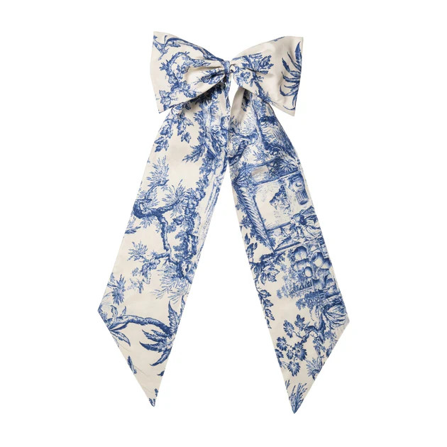 Blue & White Toile Oversized Bow | Cailini Coastal