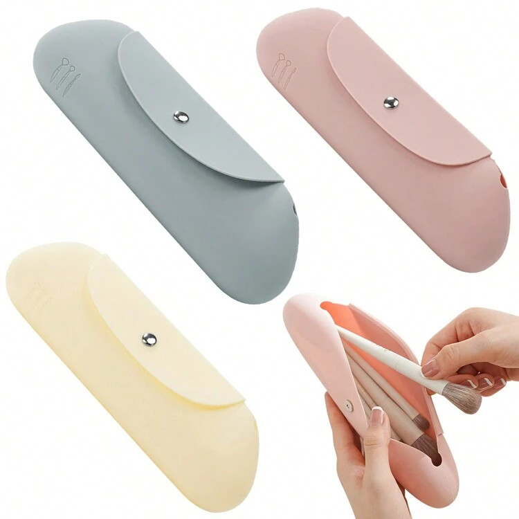 Makeup Brush Storage Box, Travel Makeup Bag, Silicone Travel Makeup Brush Case, Portable Makeup B... | SHEIN