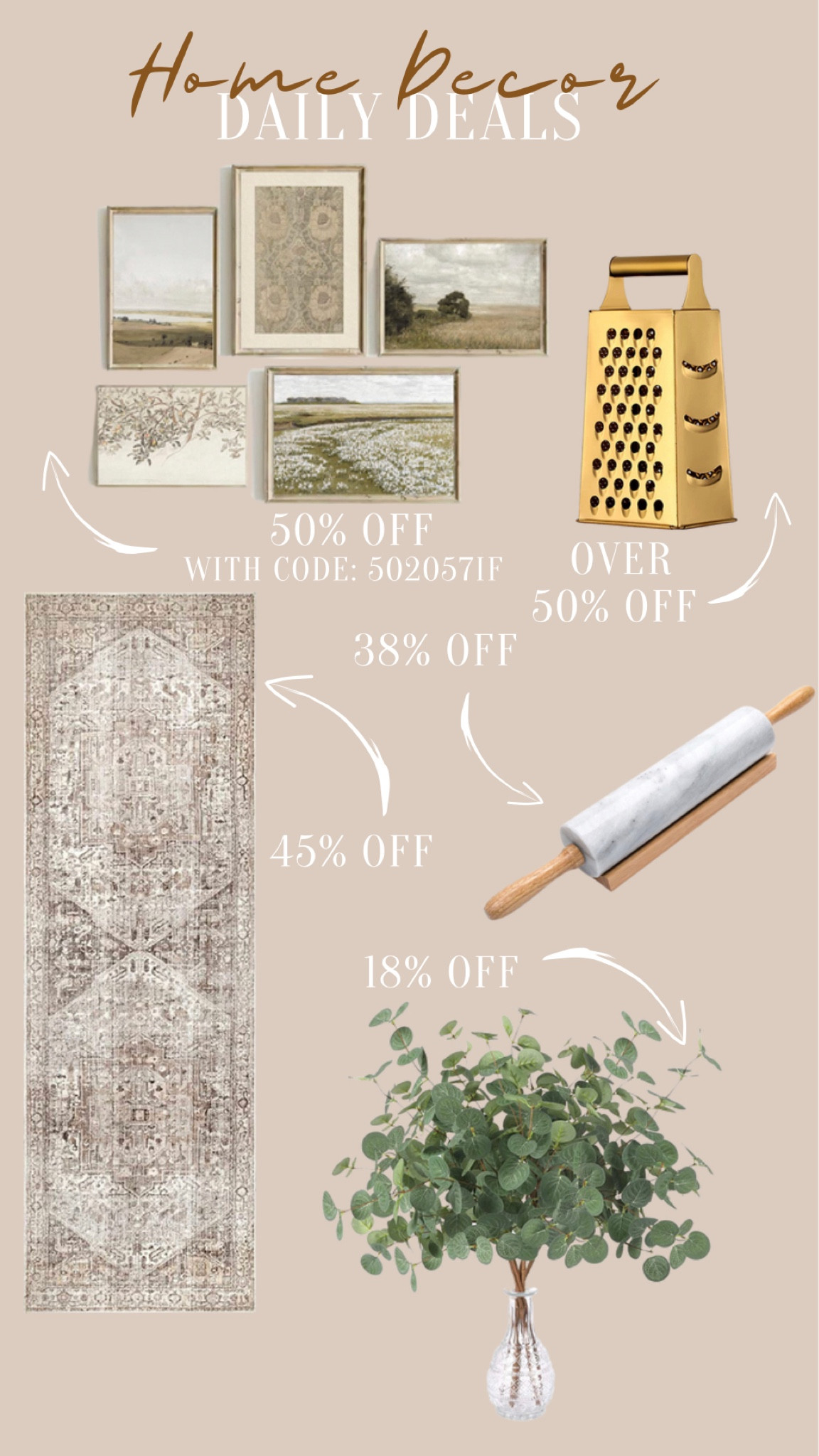 Daily deals - here’s today’s round up of some daily deals!

Area rug
Rug runner
Grater
Kitchen
Kitchenware
Cookware
Artwork
Frames
Plants
Decor
Marble
Rolling pin 

#LTKsalealert #LTKhome #LTKstyletip