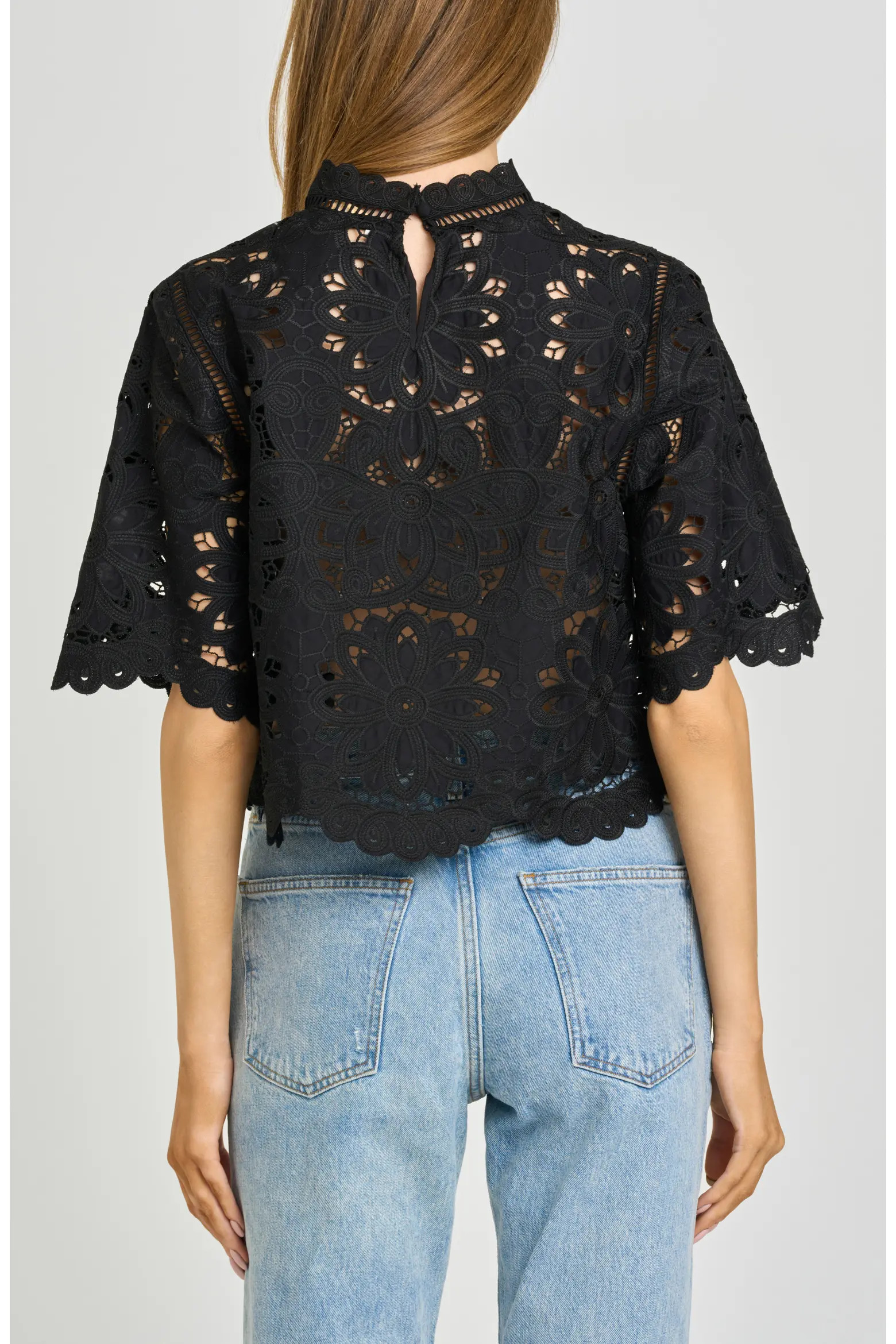 WAYF Mary Floral Embroidered Mock Neck Top (Women) | Nordstrom | Nordstrom