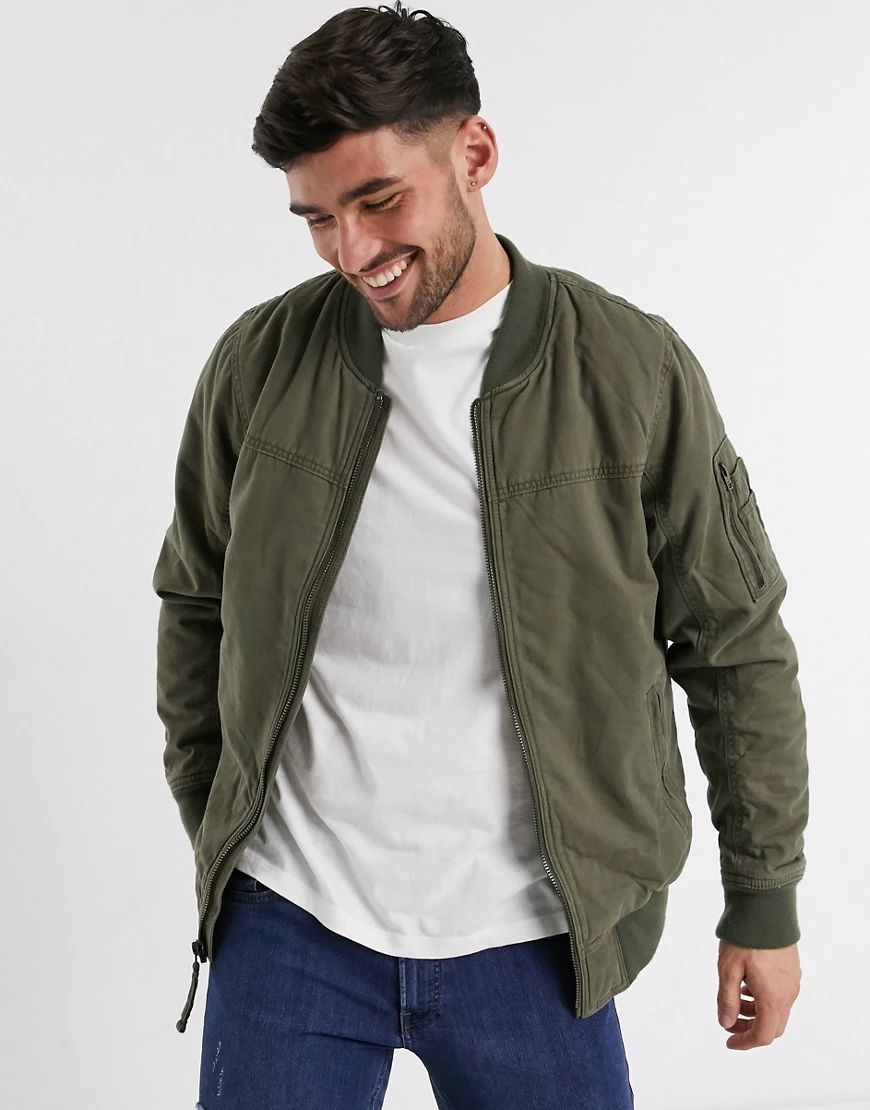 Hollister twill bomber jacket-Green | ASOS (Global)