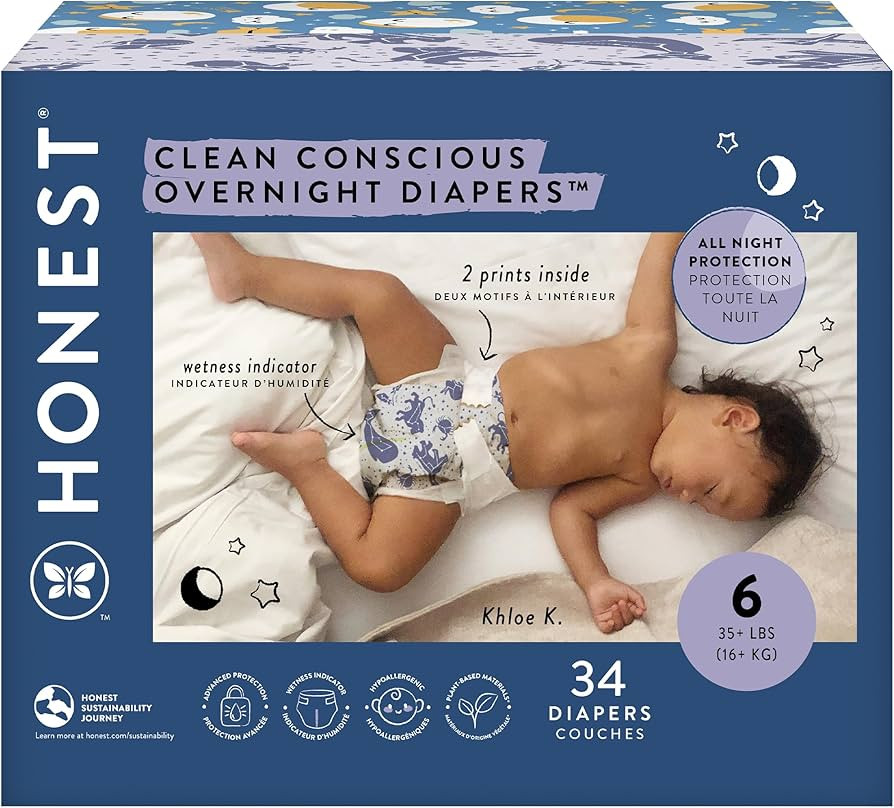 The Honest Company Clean Conscious Overnight Diapers | Plant-Based, Sustainable | Cozy Cloud + St... | Amazon (US)