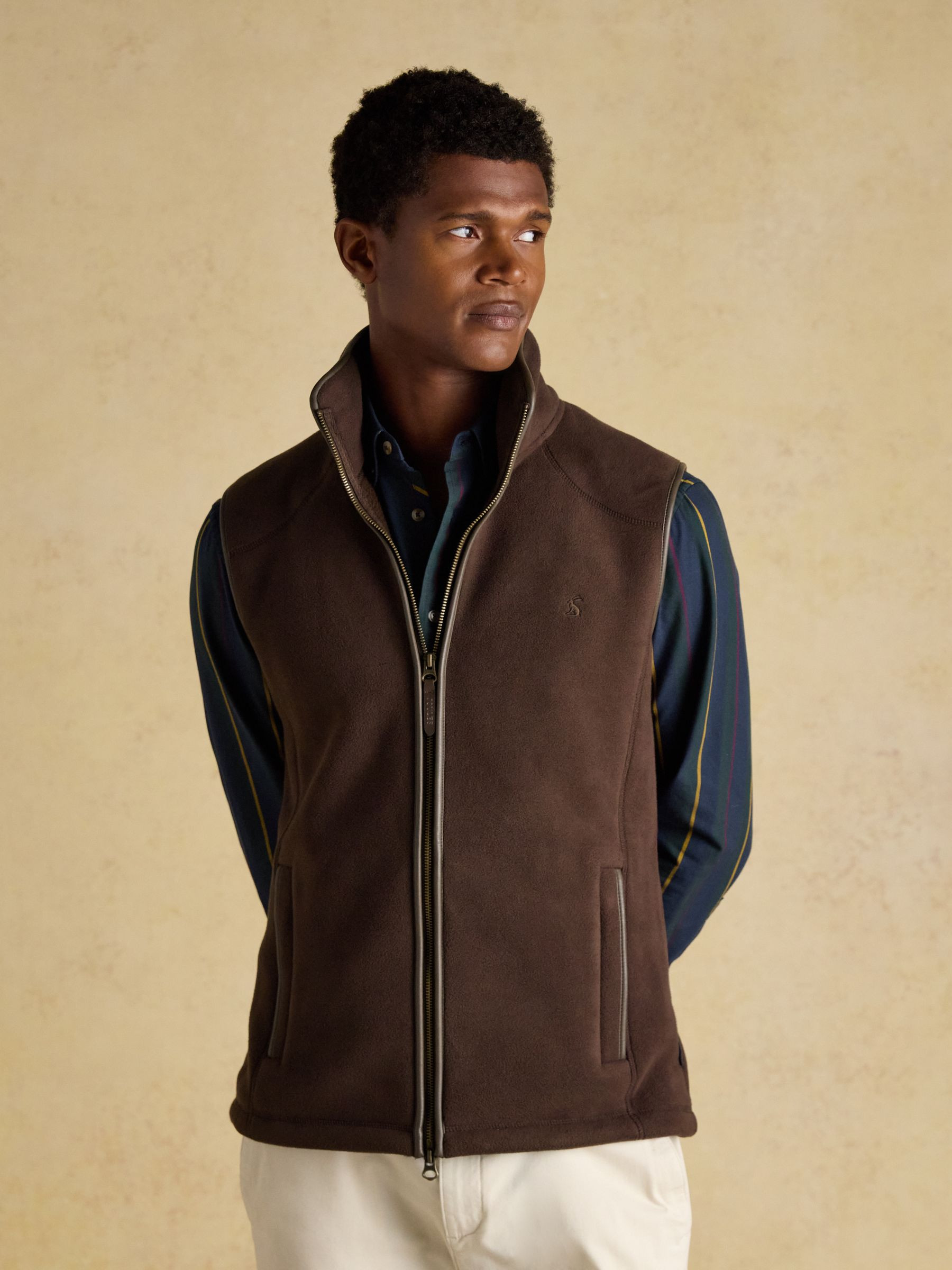 Heritage Fleece Brown Gilet | Joules | Joules