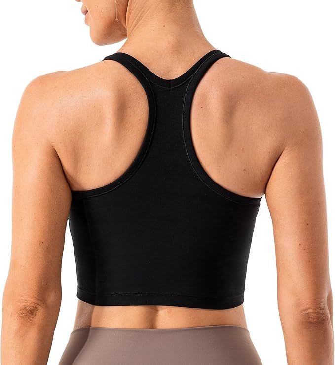 Lavento Women's Racerback Sports Bra Yoga Crop Top with Built in Bra | Amazon (US)