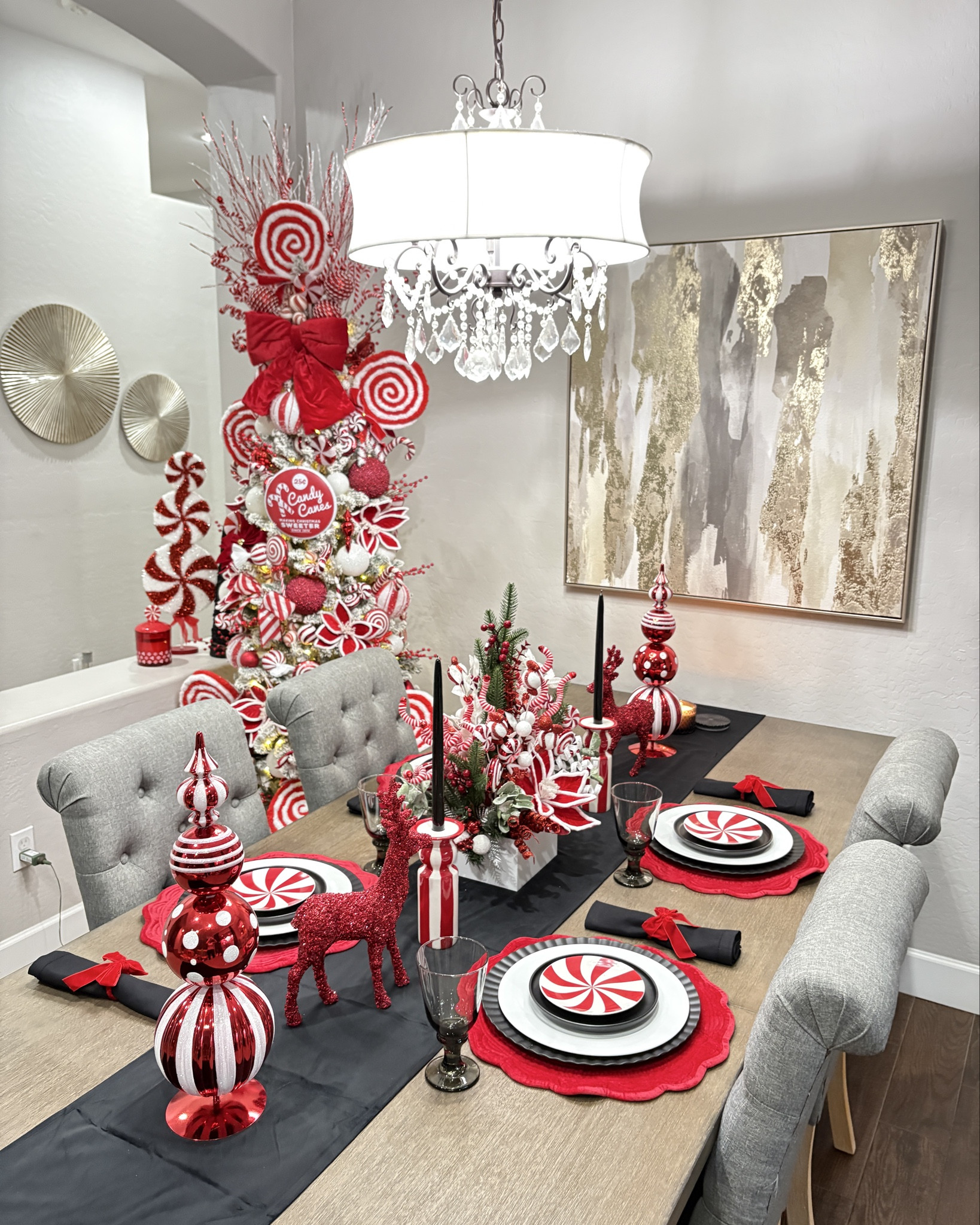 Peppermint Christmas tablescape but make it budget-friendly ✨🎄 Shop my festive tablescape and recreate this luxe look for less 🥰 
Anyone still last minute shopping? 

#Cheistmastablescape

#LTKHome #LTKSeasonal #LTKHoliday