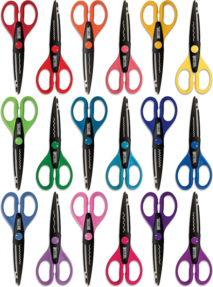 Better Office Products 18 Piece Decorative Edge Craft Scissors, 18 Colors and Edge Designs, 6 Inc... | Amazon (US)