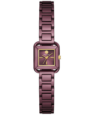 Tory Burch Women's The Kira Square Purple Stainless Steel Bracelet Watch 18mm - Macy's | Macy's