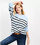 Striped Rib Trim Tunic Sweater | LOFT