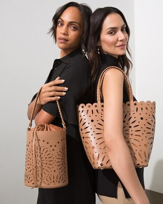 Tan Laser Cut Leather Tote | Chico's