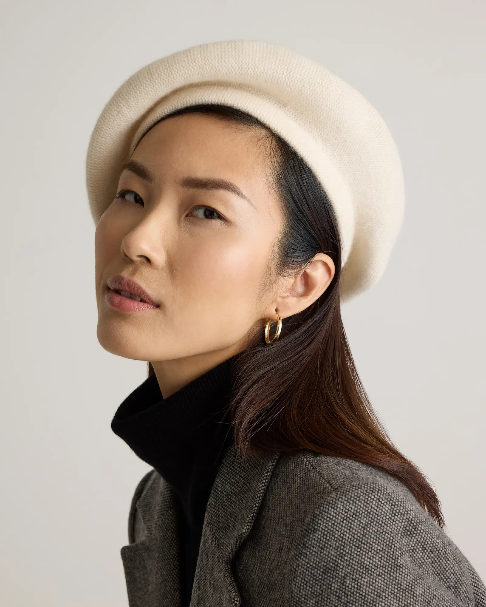 Mongolian Cashmere Beret in Ivory | Quince