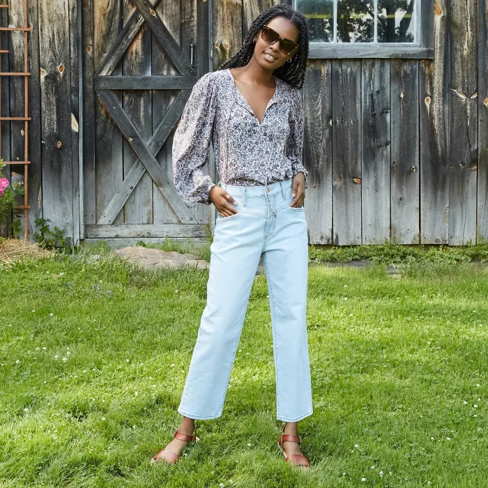 Women's Long Sleeve Tie-Front Peasant Top - Universal Thread™ | Target