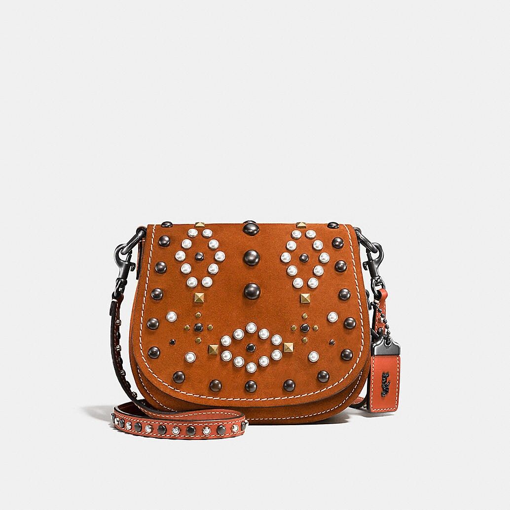 Western Rivets Saddle Bag 17 in Suede | Coach (US)