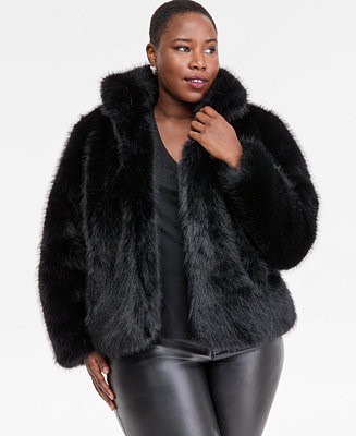 I.N.C. International Concepts Plus Size Faux-Fur Long-Sleeve Coat, Macy's Exclusive  - Macy's | Macy's