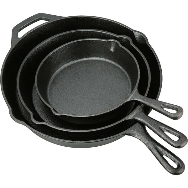 Lexi Home Cast Iron 3 Piece Frying Pan Set | Wayfair North America
