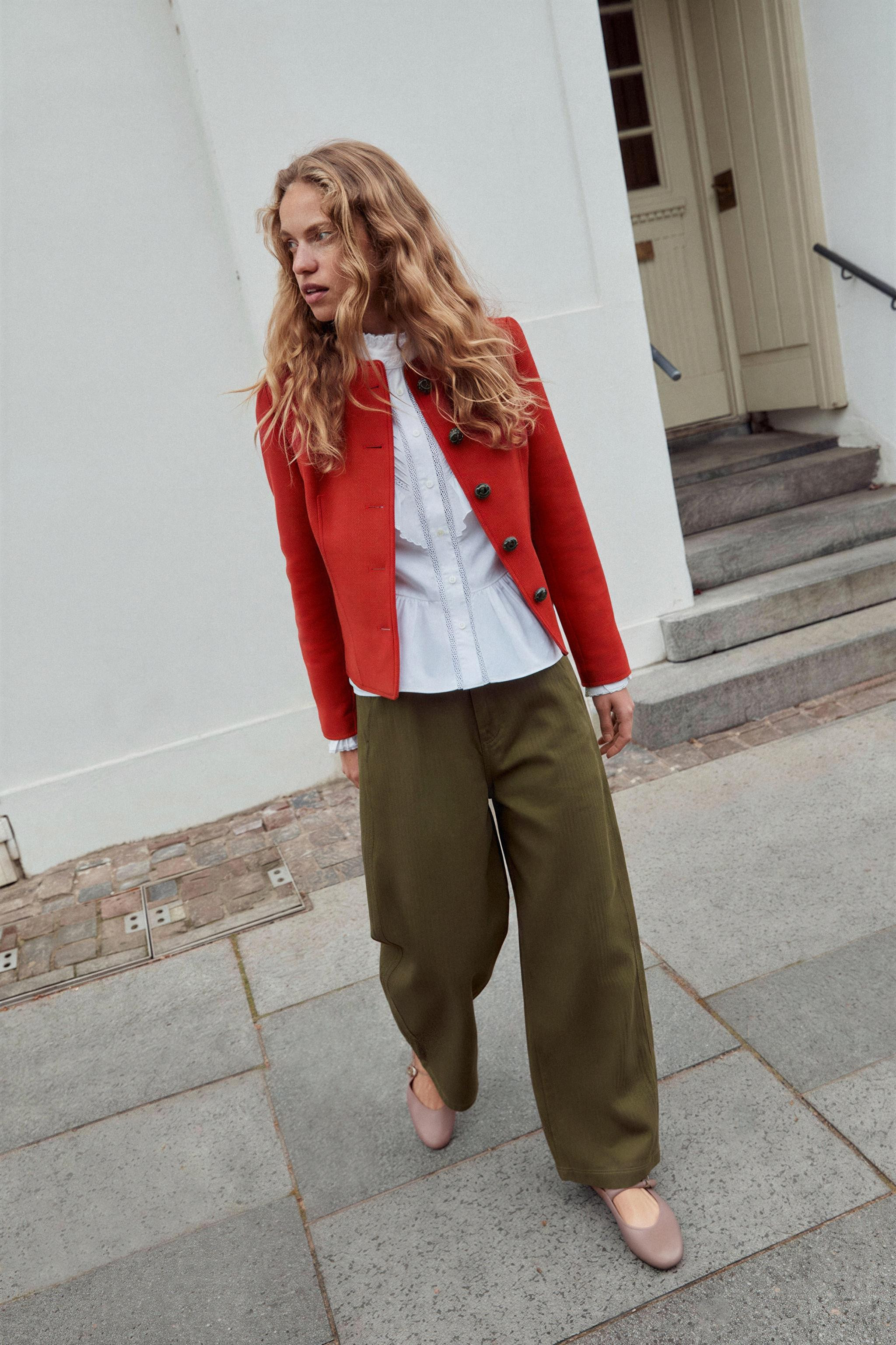 STRIPED SUEDE BARREL TROUSERS | Zara FR