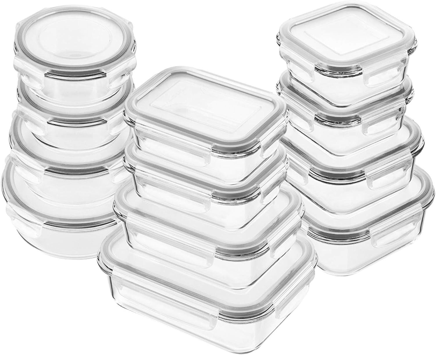 Bayco Glass Food Storage Containers with Lids, [24 Piece] Glass Meal Prep Containers, Airtight Gl... | Amazon (US)