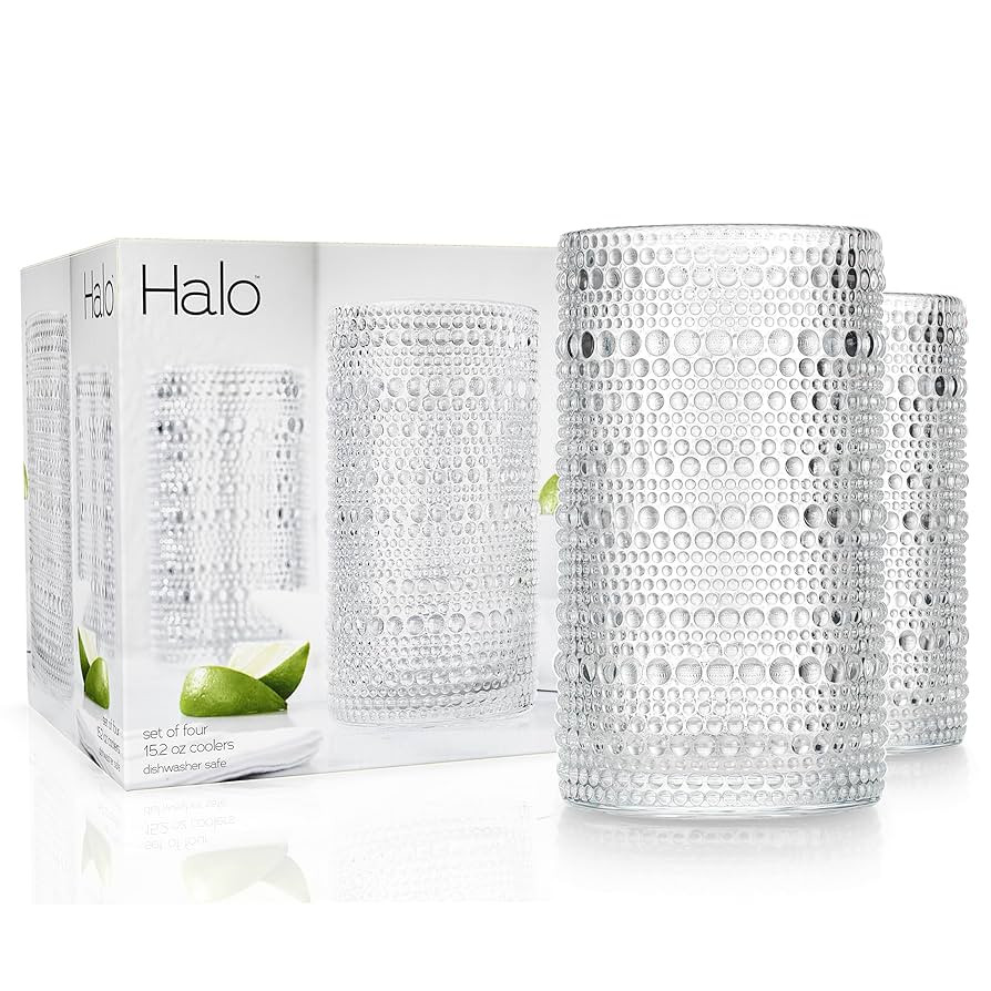 Glaver's Hobnail Drinking Glasses, Set of 4 Clear Vintage Beaded Glass Cups, 15 Oz. Cocktail Drin... | Amazon (US)