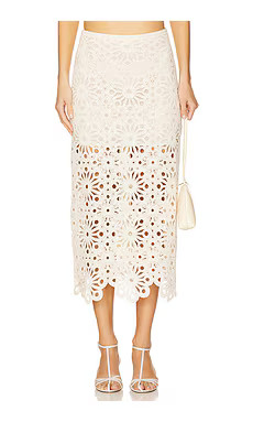 L'Academie by Marianna Shay Midi Skirt in Beige from Revolve.com | Revolve Clothing (Global)