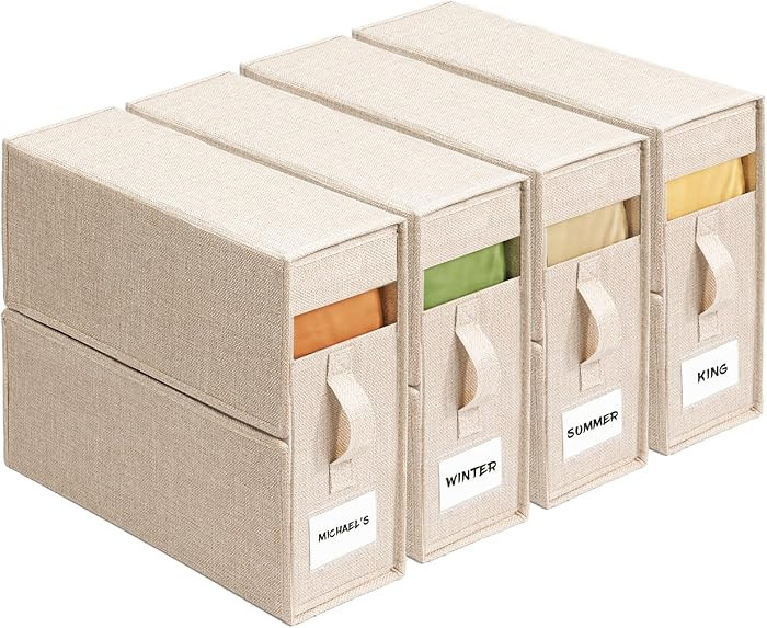 4 Pack Sheet Storage Organizer (King & Queen Size) with handle, Foldable Sheet Set Organizer for ... | Amazon (US)