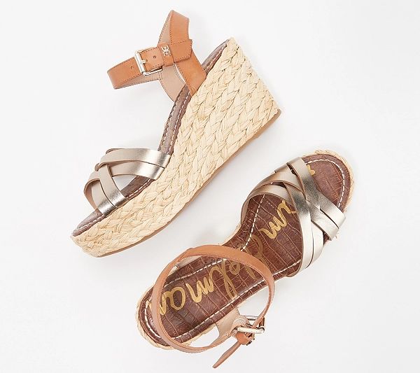 Sam Edelman Leather Braided Wedge Sandals - Darline — QVC.com | QVC