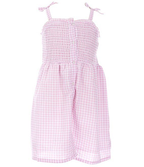 Girls Little Girls 2T-6X Sleeveless Tie Strap Woven Gingham Button Front Dress | Dillard's