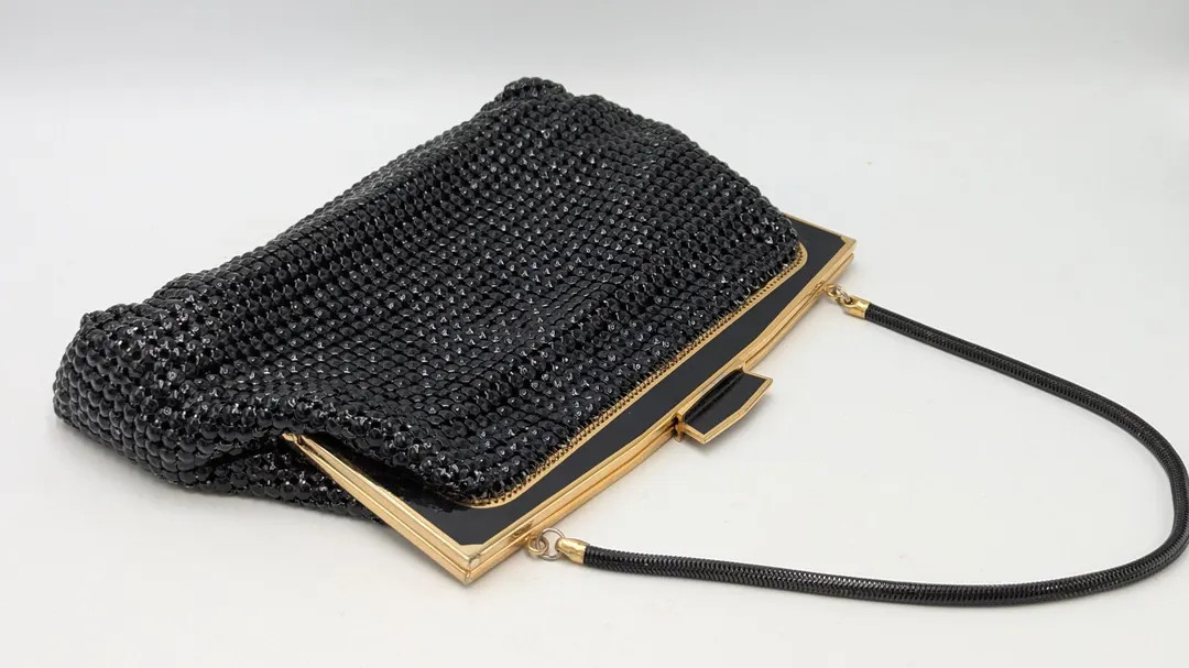 Vintage 60s Glomesh Black and Gold Metal Mesh Evening Bag, Occasion Bag - Etsy Australia | Etsy (US)