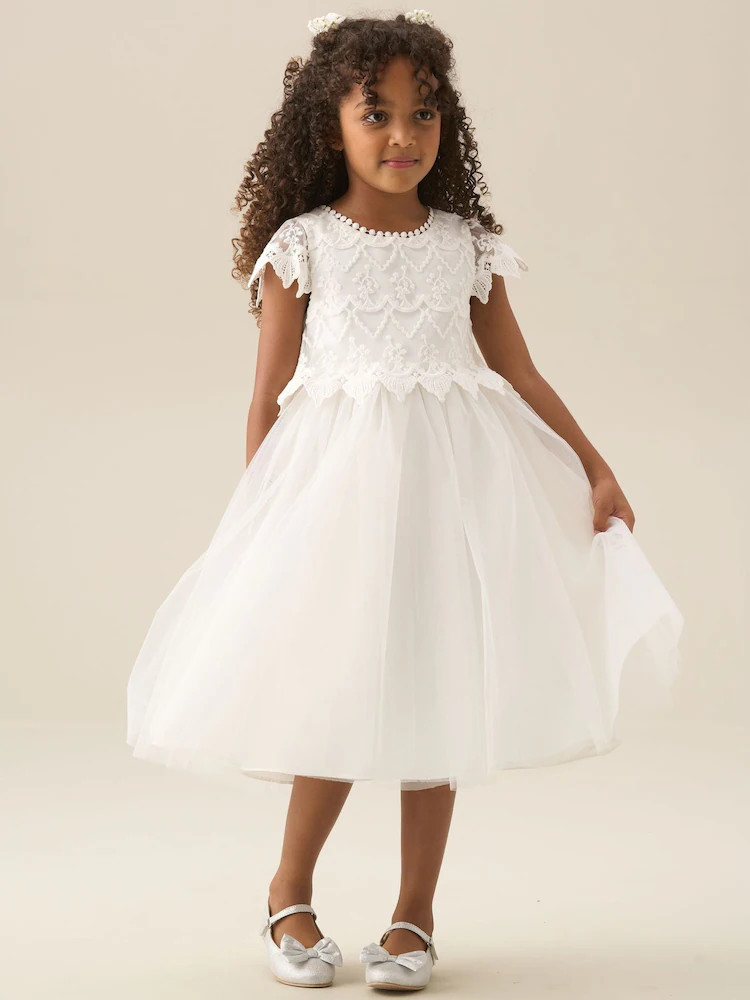 Angel & Rocket White Lucy Lace Ivory Dress | Next US