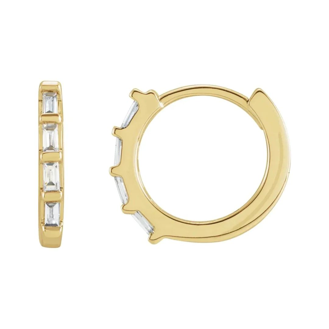 Baguette Huggie Earrings | Henri Noel Fine Jewelry
