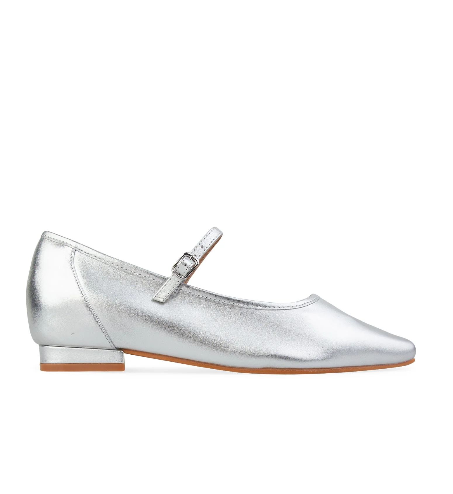Silver Leather Ballet Flats | Bared Footwear