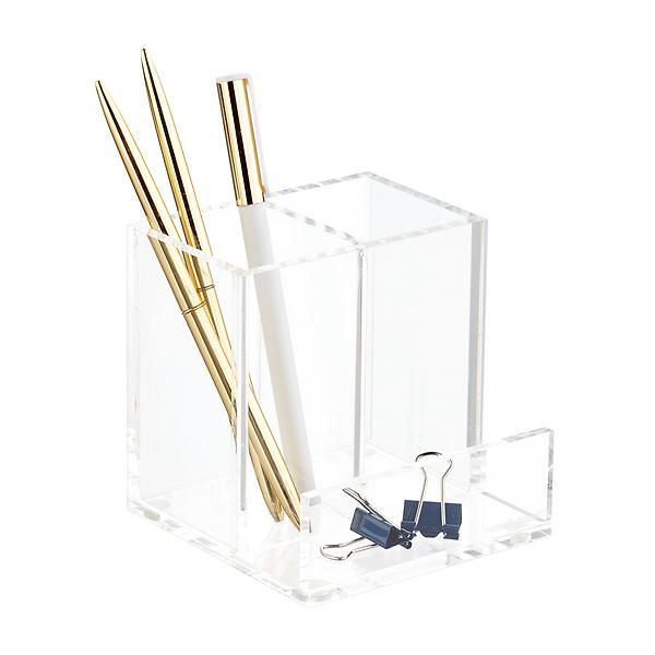 Russell Hazel Clear Pencil Cup & Card Organizer | The Container Store