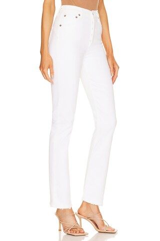 AGOLDE Riley Long High Rise Straight in Sour Cream from Revolve.com | Revolve Clothing (Global)