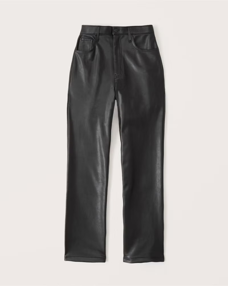Abercrombie & Fitch Women's Curve Love Vegan Leather 90s Straight Pant in Black - Size 30 SHORT | Abercrombie & Fitch (US)